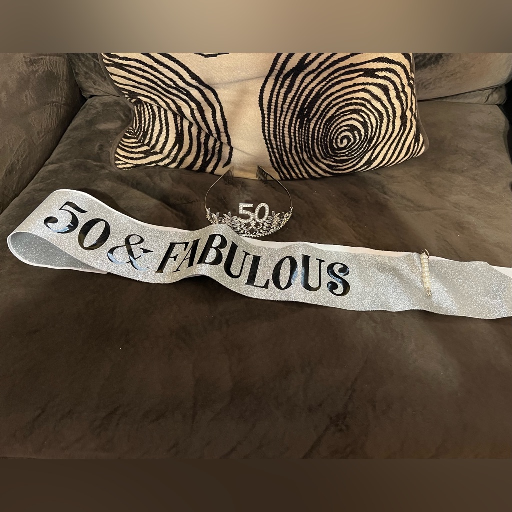 Sliver 50th Sash And Crown